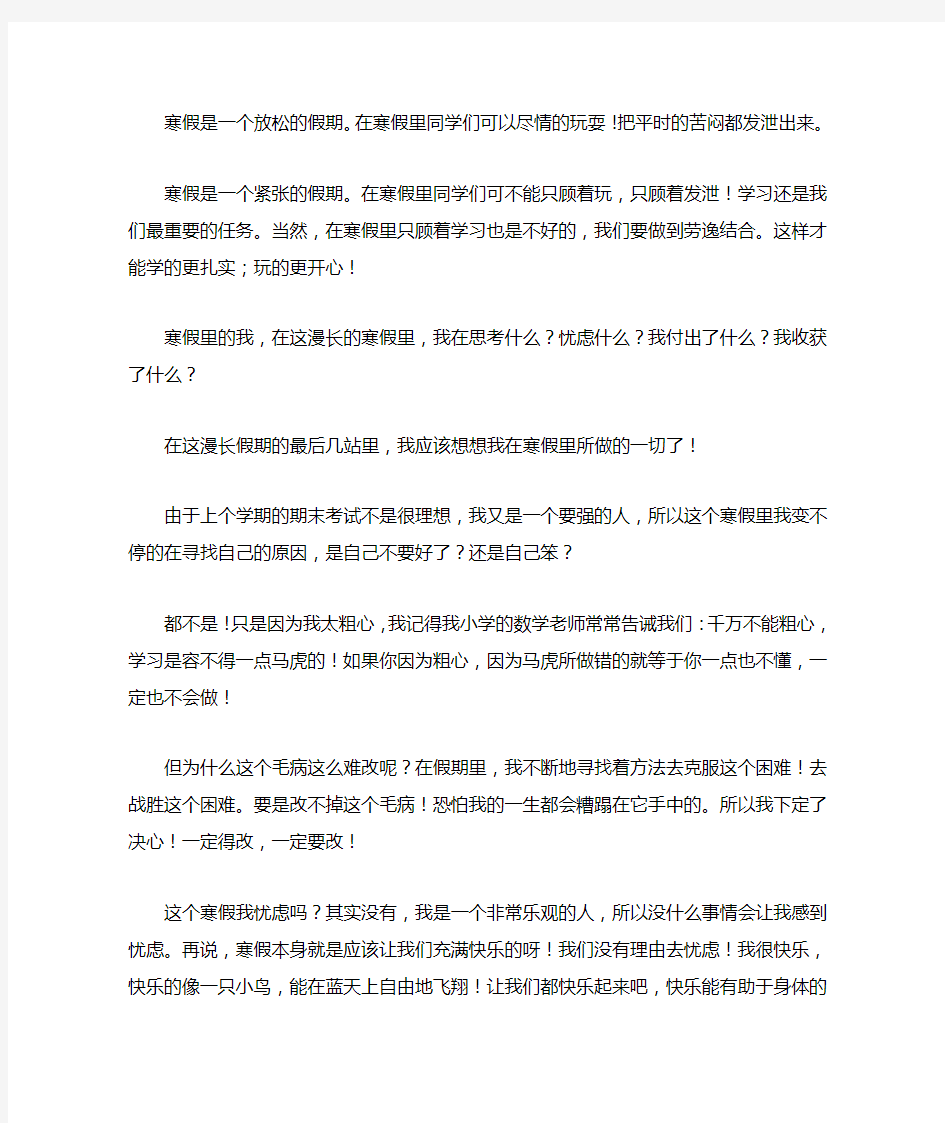 我的寒假作文600字