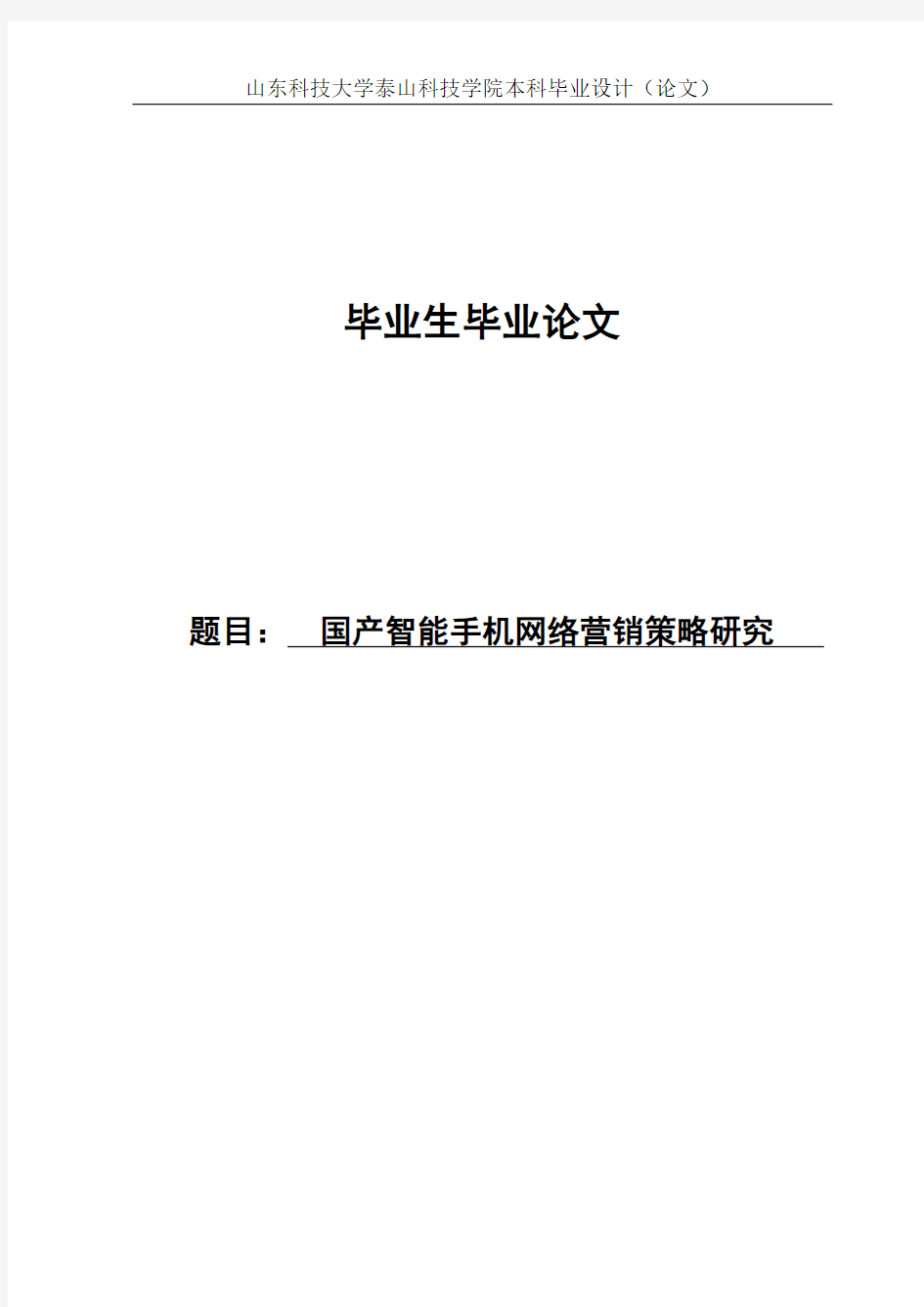 国产智能手机网络营销策略研究本科生毕业设计(论文)