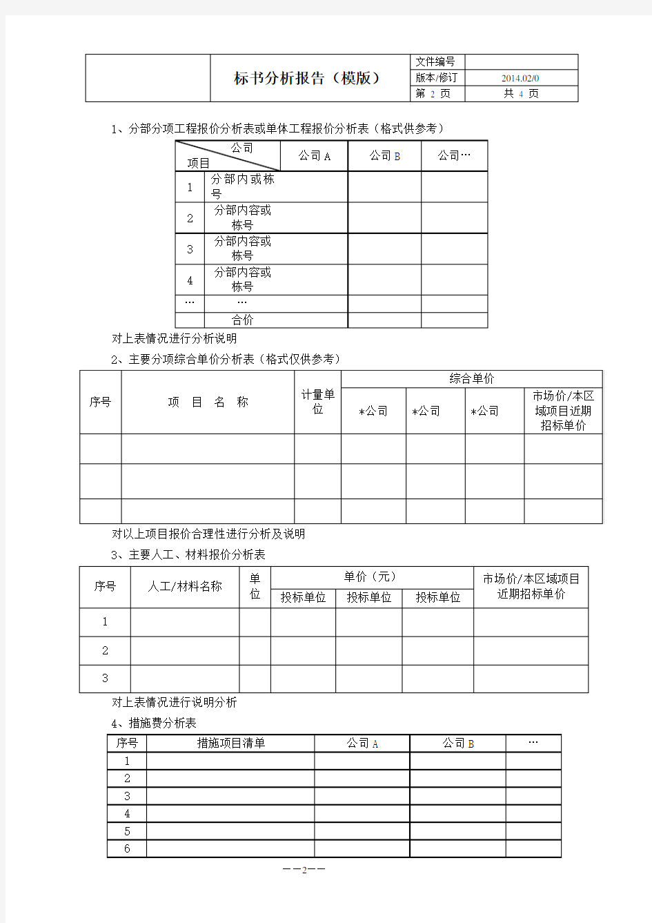 1-招标商务标书分析报告(模板)