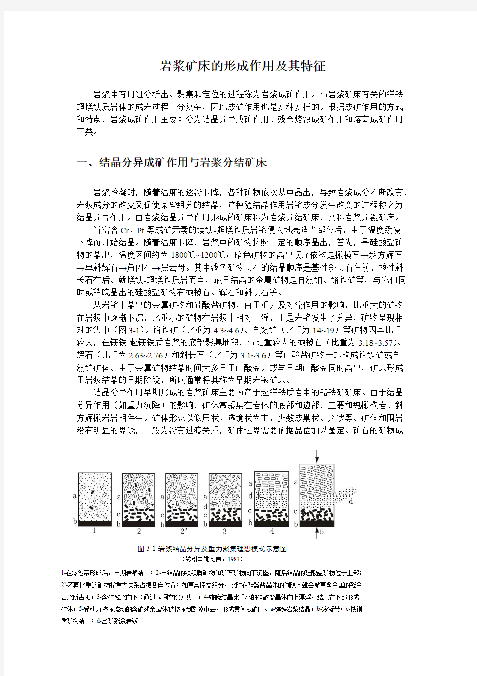 岩浆矿床的形成作用及其特征