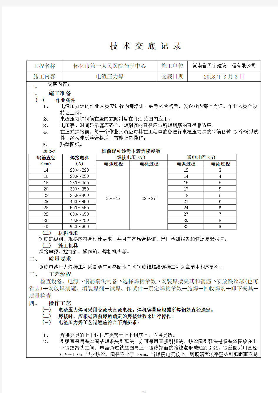 电渣压力焊(标准)