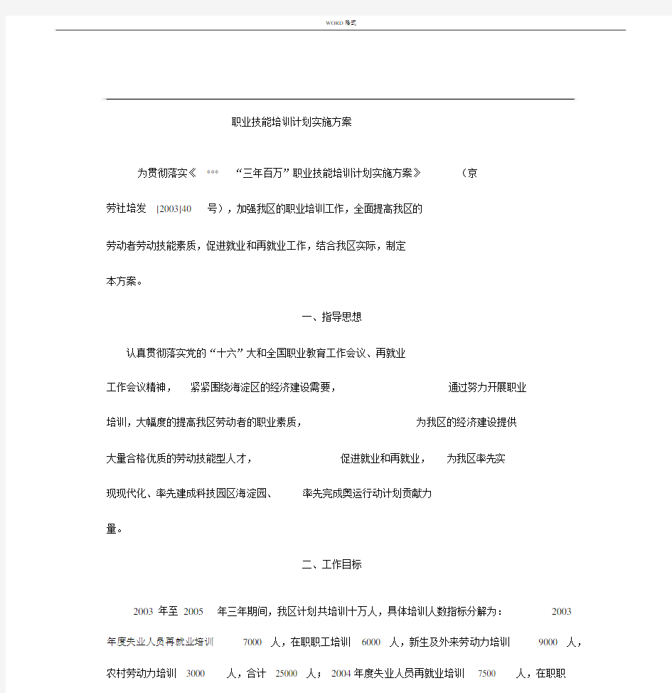 职业技能培训计划实施方案.docx