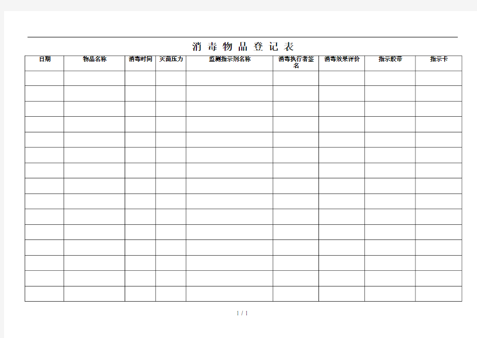 医院消毒物品登记表