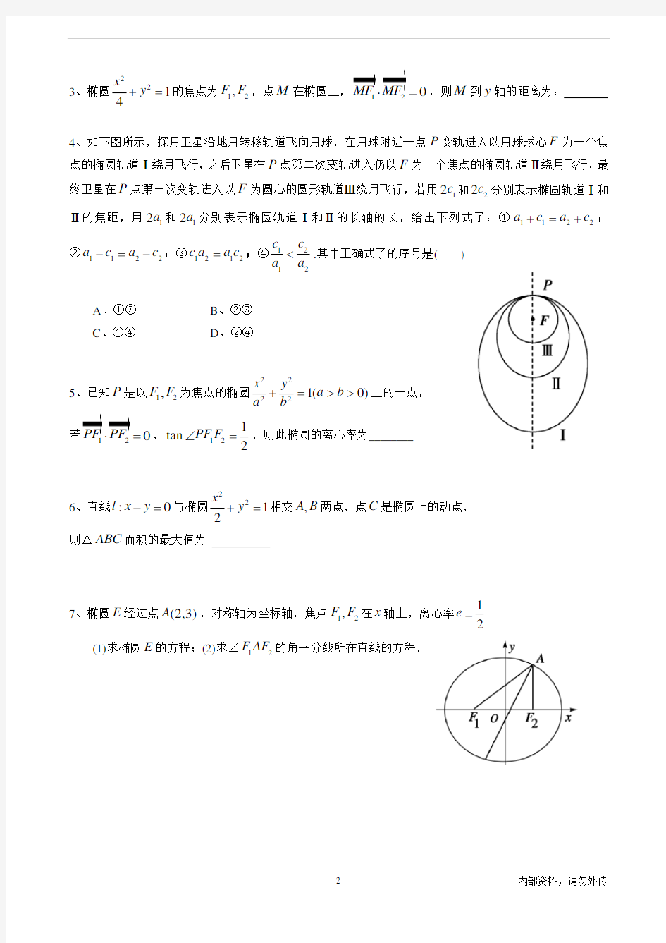 人教版高中数学选修1-1椭圆专题