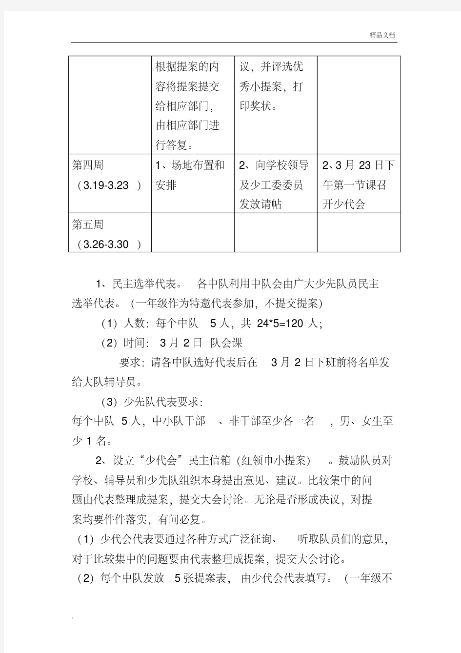 小学少先队员代表大会活动方案