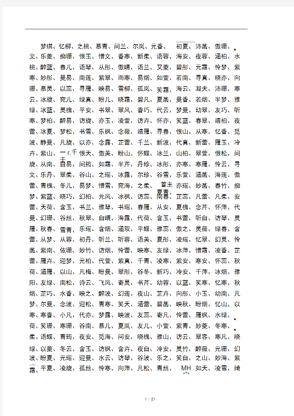 1000多个好听的名字(男孩女孩都有)