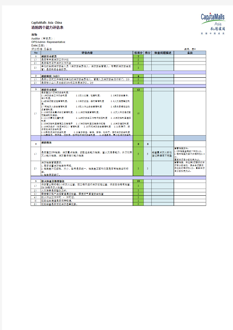 4-消防四个能力考评打分表 