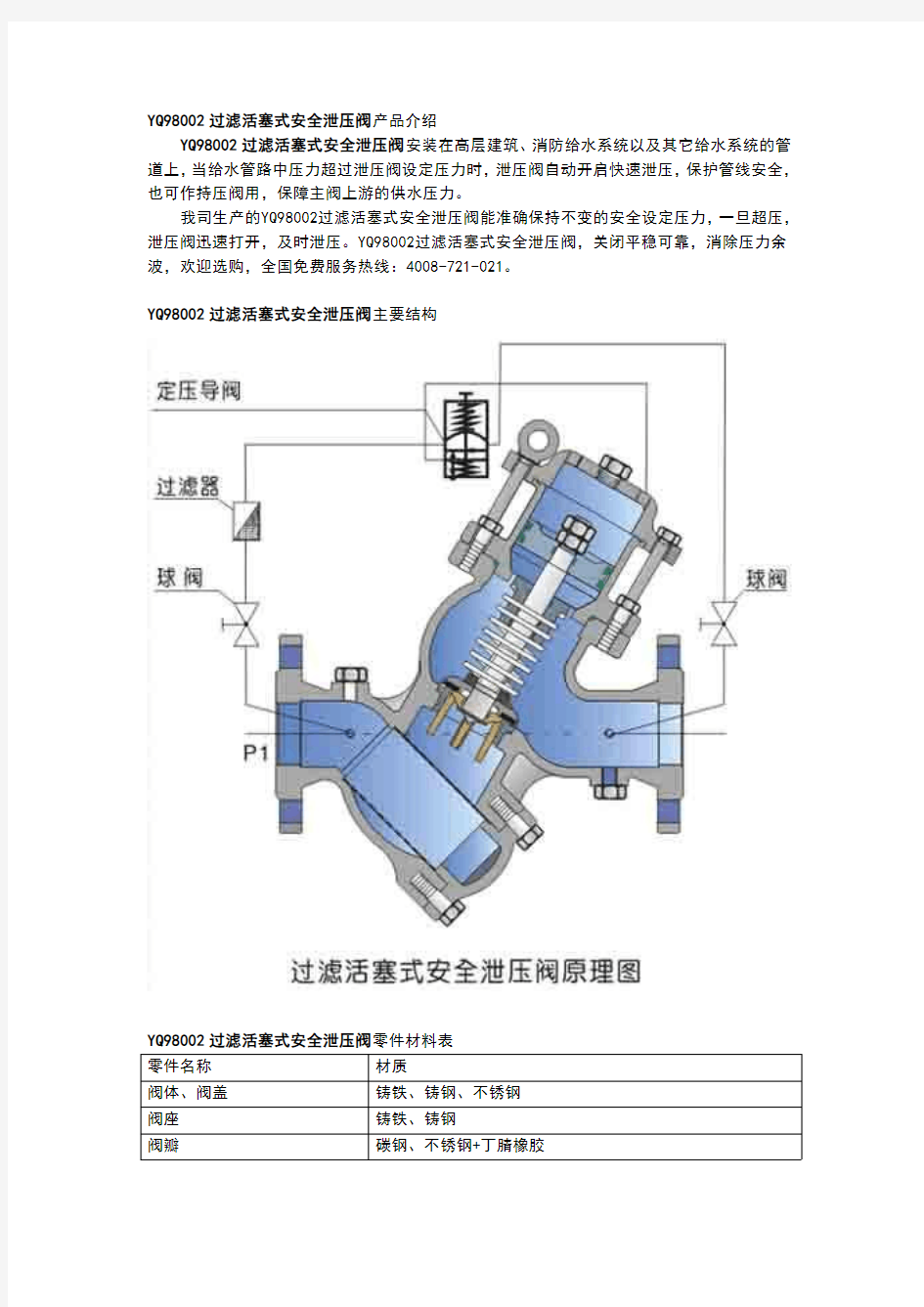 YQ98002过滤活塞式安全泄压阀产品介绍