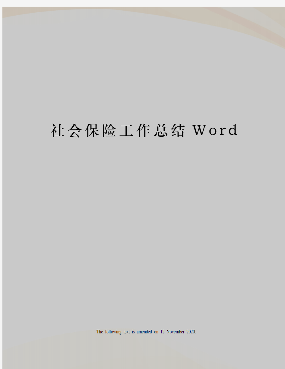 社会保险工作总结Word