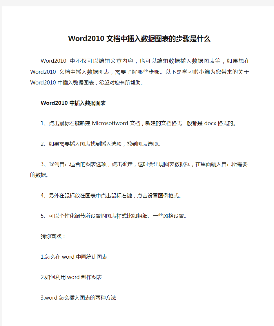 Word2010文档中插入数据图表的步骤是什么