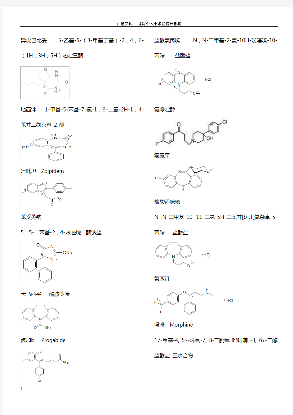 药物化学复习资料化学结构式