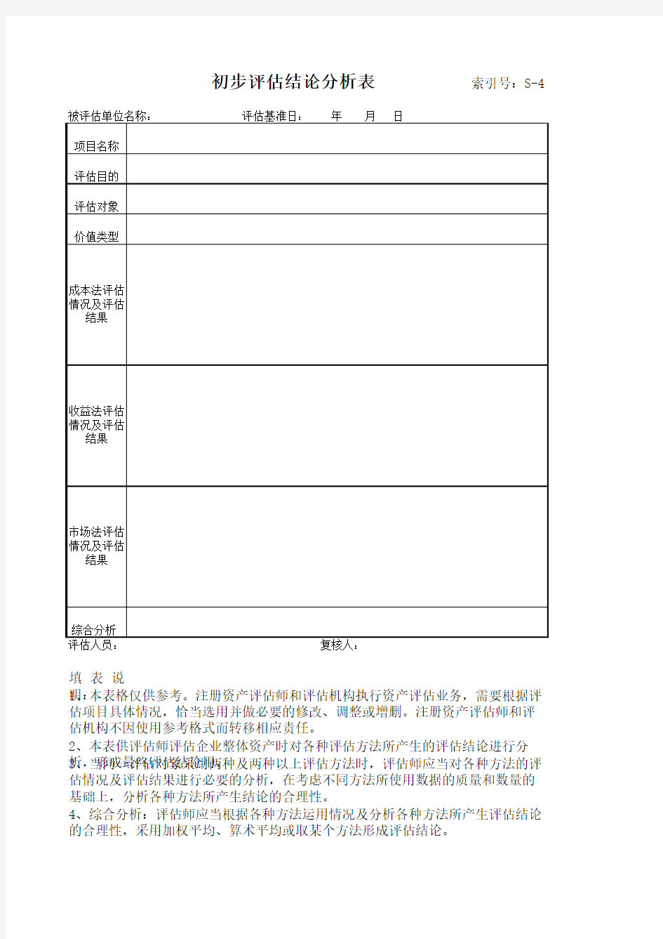 7-评估方法适用性分析表