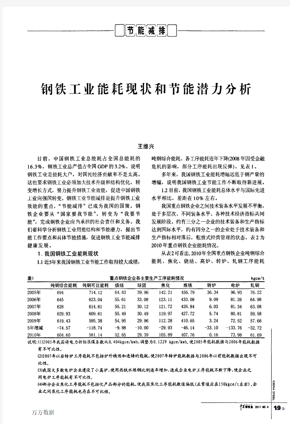 钢铁工业能耗现状和节能潜力分析