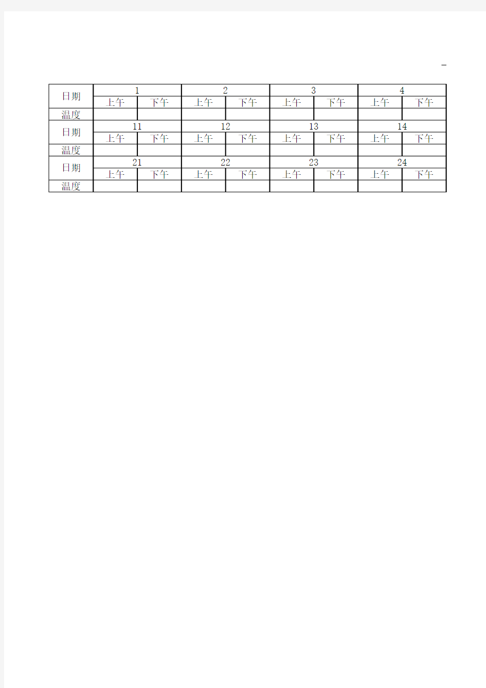 冰箱温度登记表