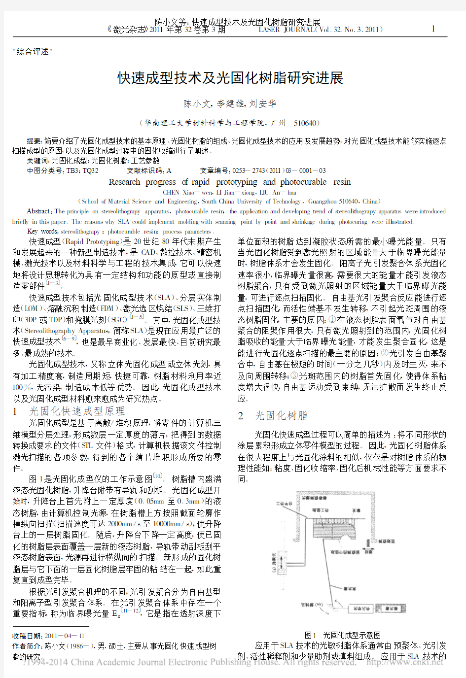 快速成型技术及光固化树脂研究进展_陈小文