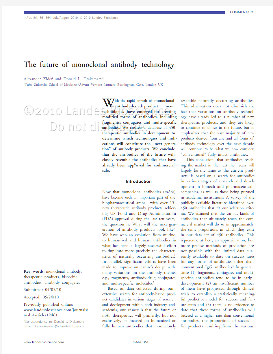 The future of monoclonal antibody technology