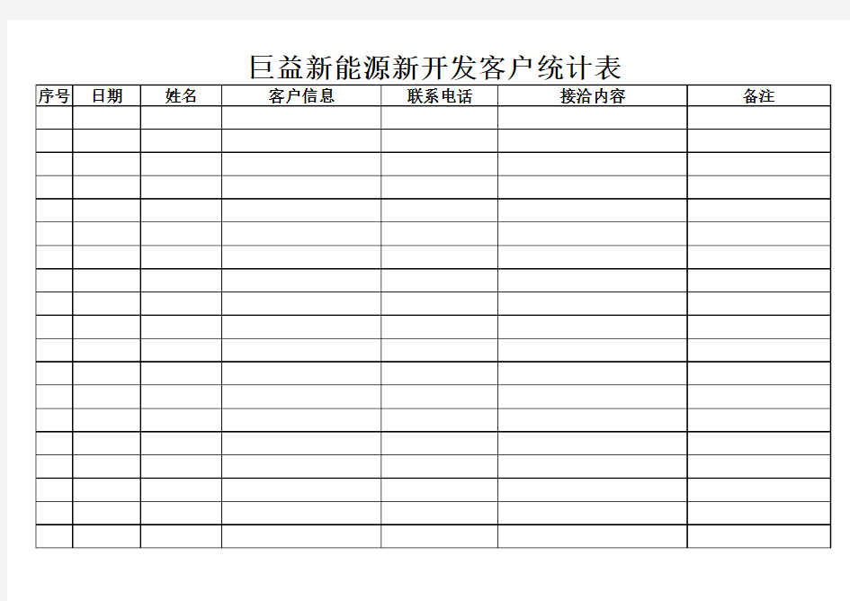 新开发客户统计表