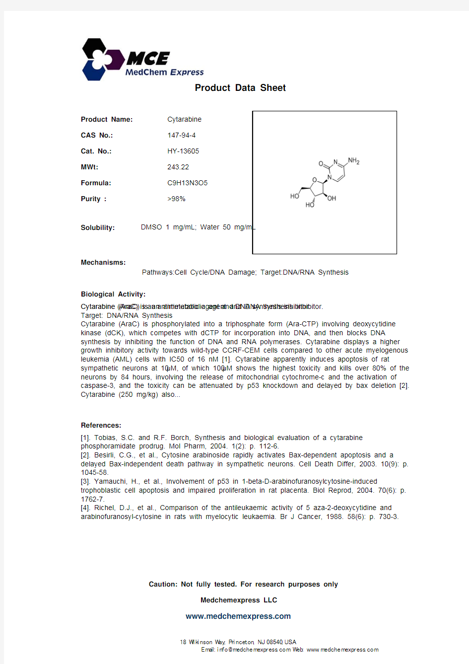 Cytarabine_147-94-4_DataSheet_MedChemExpress