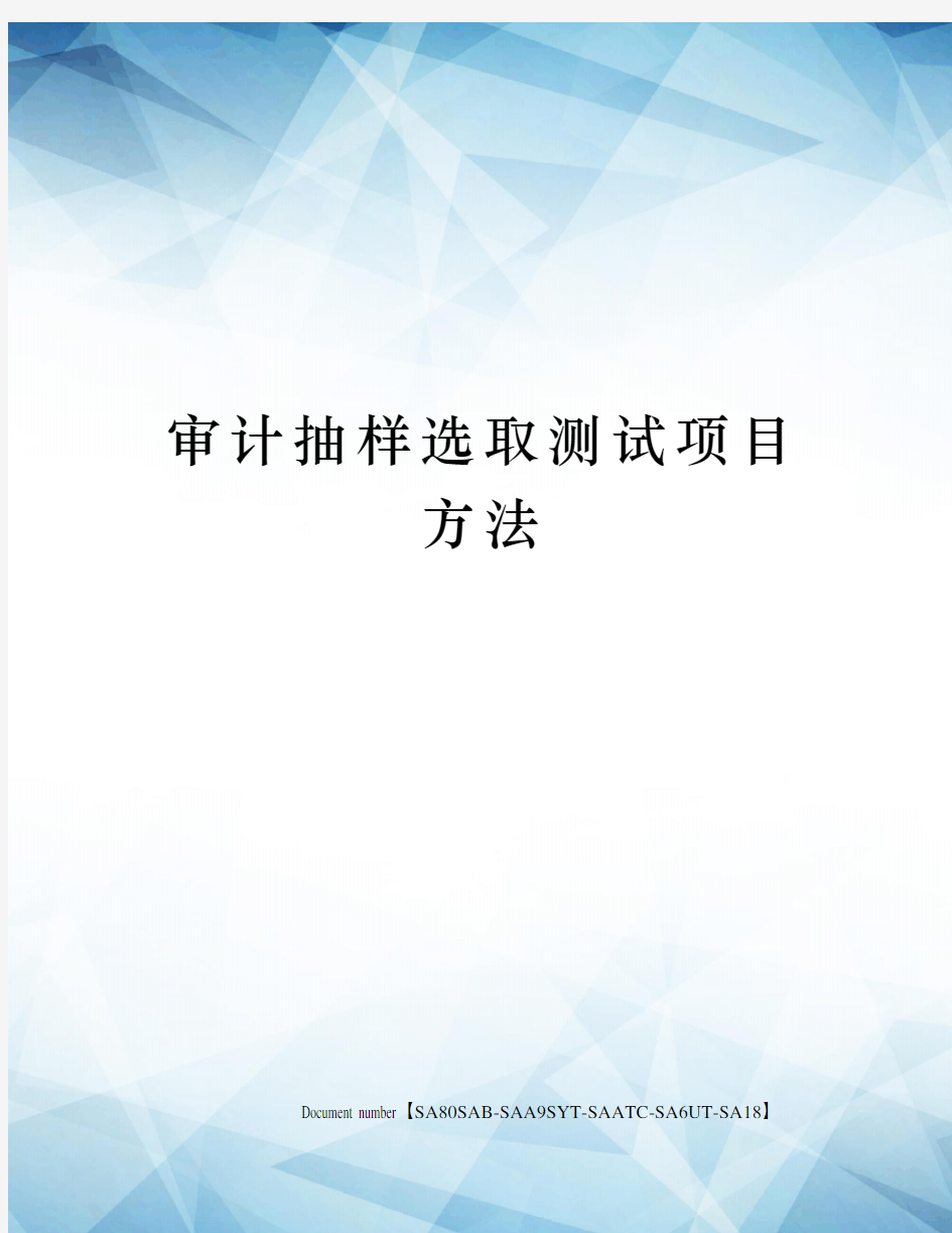 审计抽样选取测试项目方法