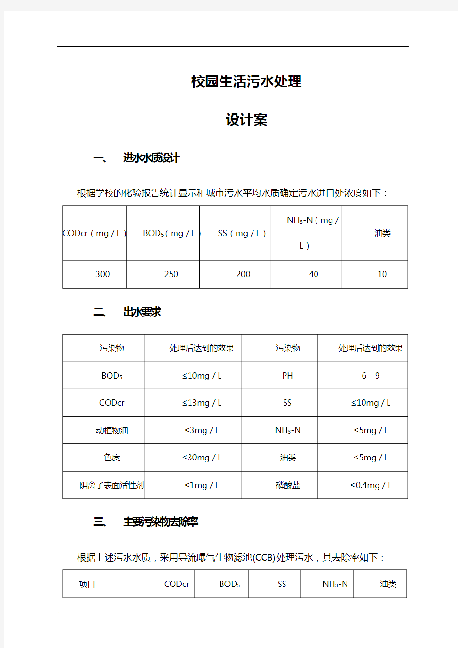 校园生活污水处理设计方案