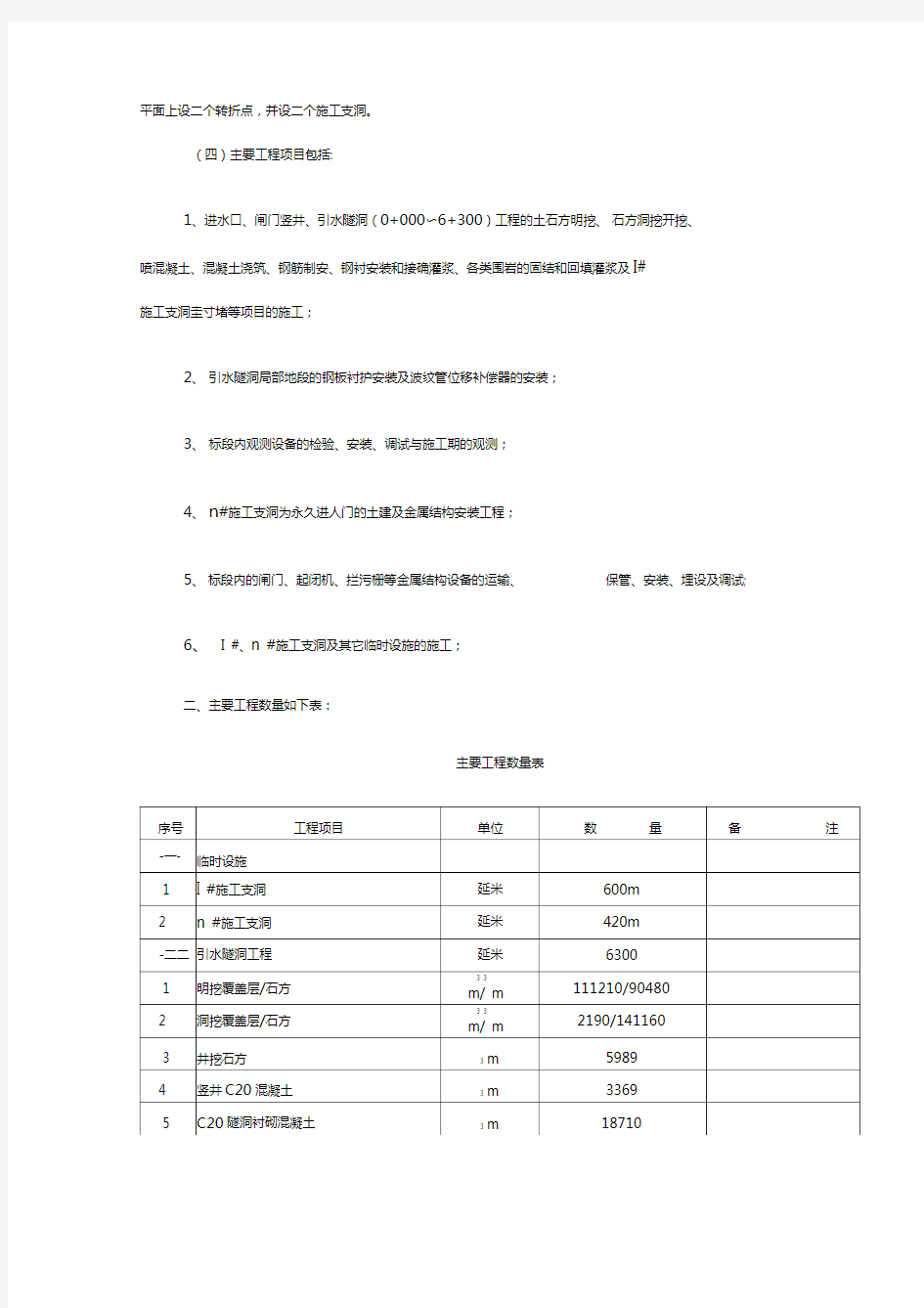 引水隧洞隧道施工组织设计