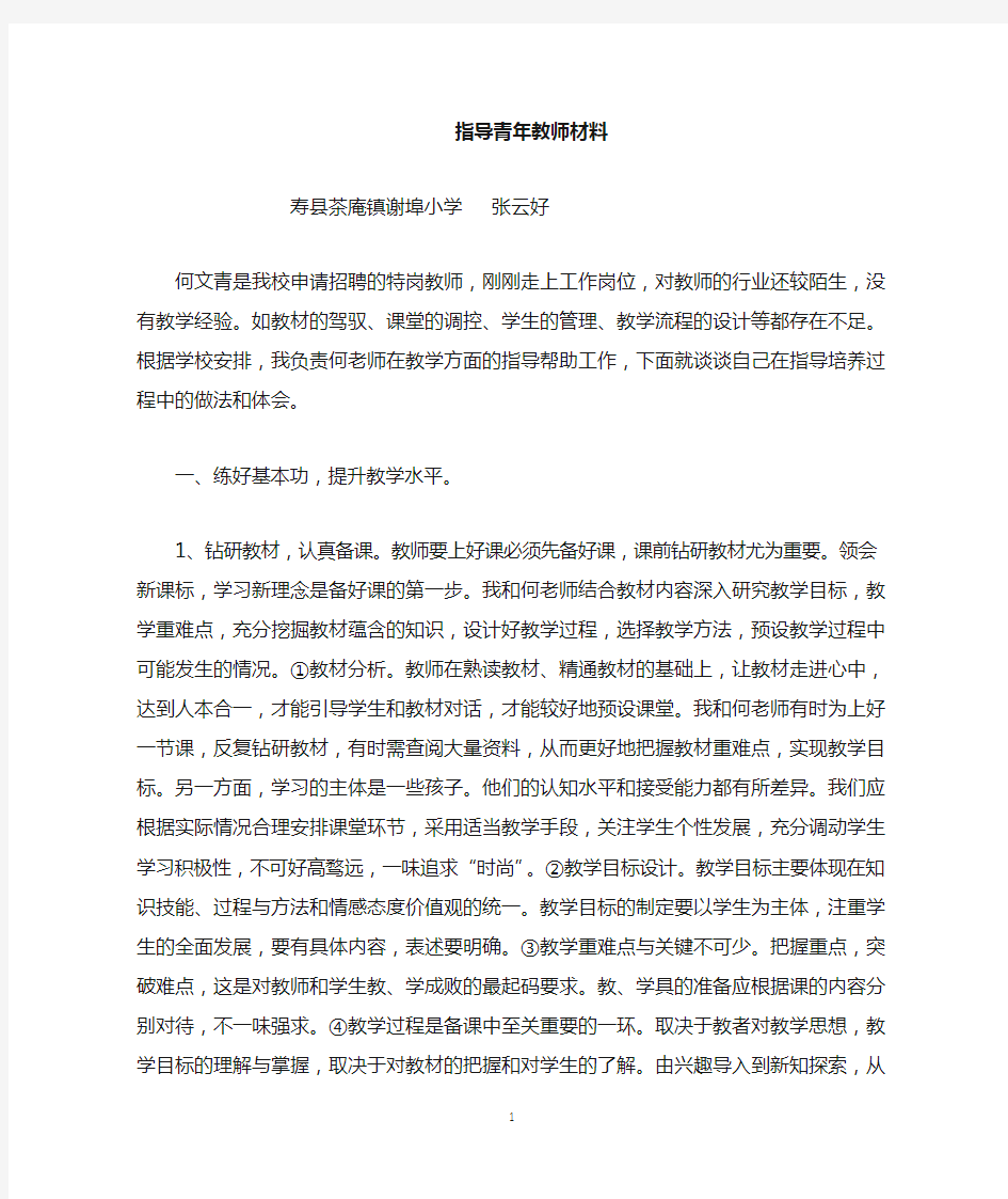 指导青年教师过程性材料