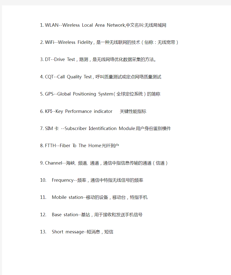 通信常见英语词汇完整版