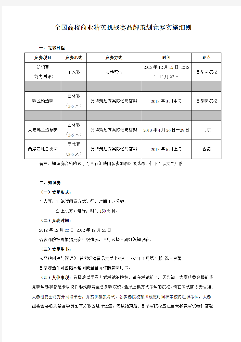 全国高校商业精英挑战赛品牌策划竞赛实施细则