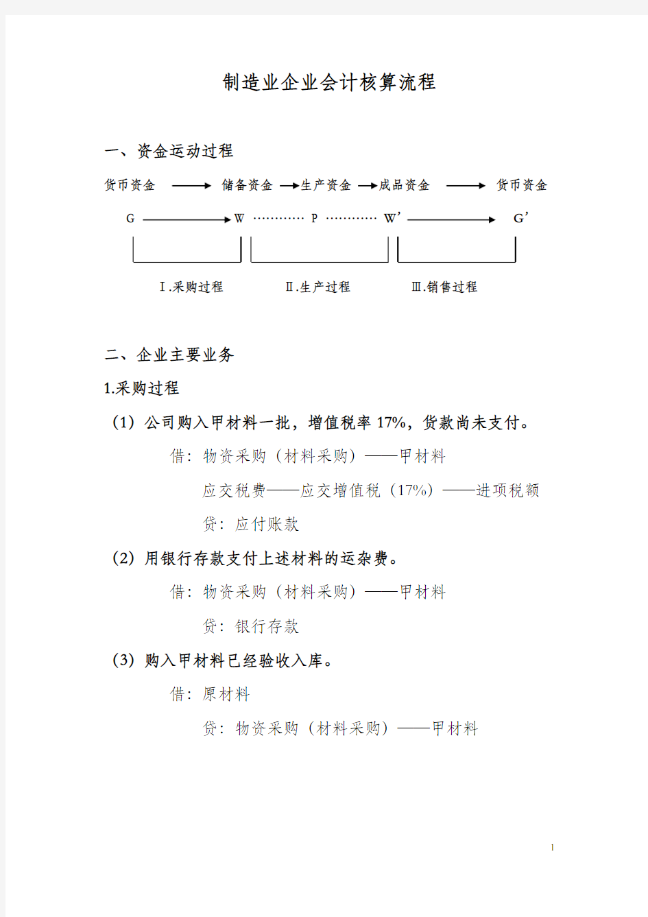 制造业企业最新会计核算流程