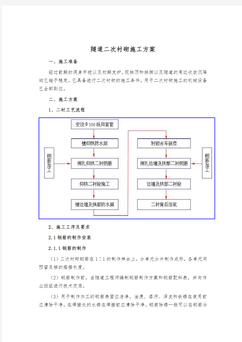 隧道二衬施工方案