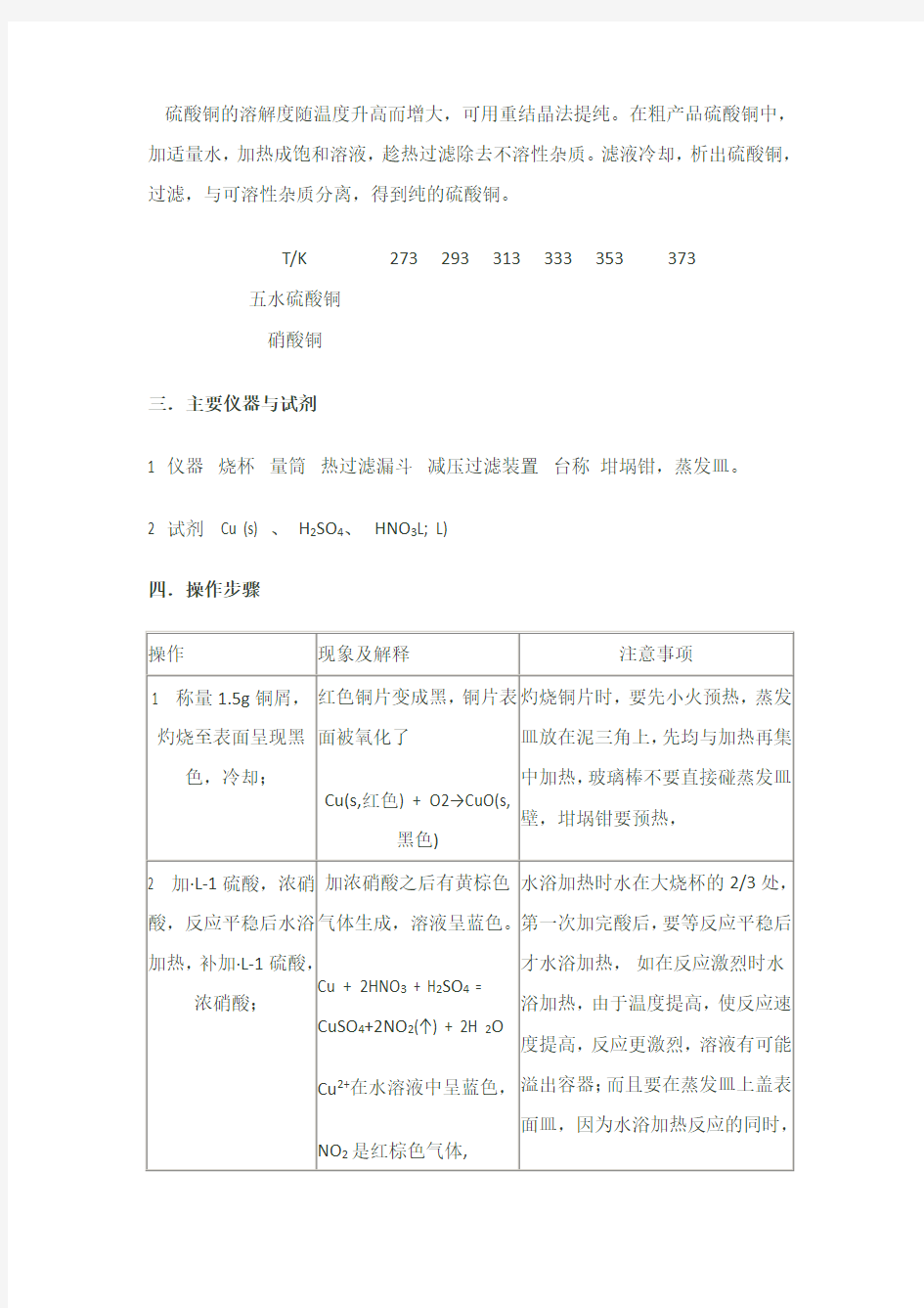 实验二 五水硫酸铜的制备