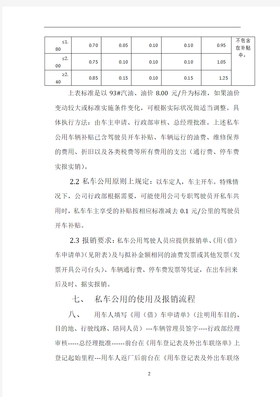 私车公用管理制度