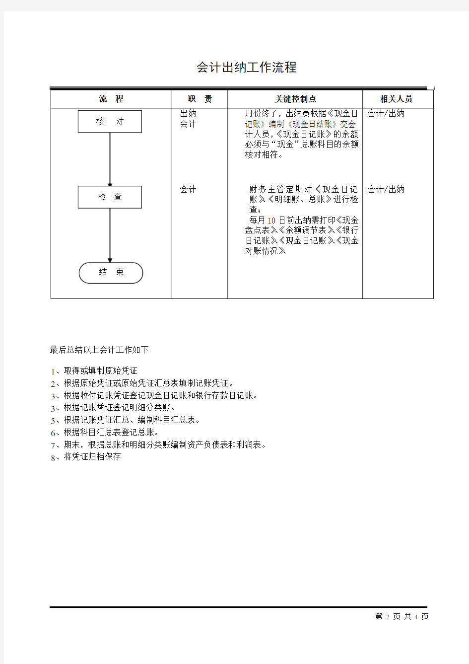 会计出纳工作流程图