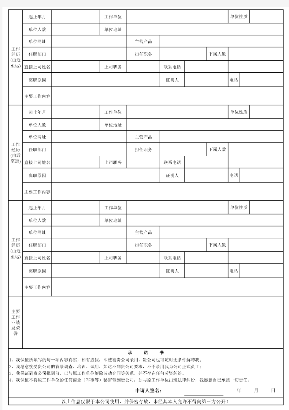 新员工入职登记表模板