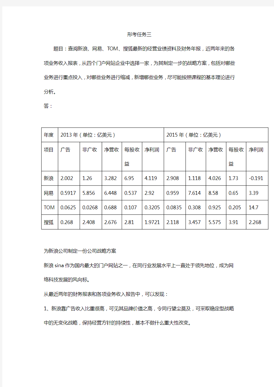 国家开放大学企业战略管理形考任务3答案