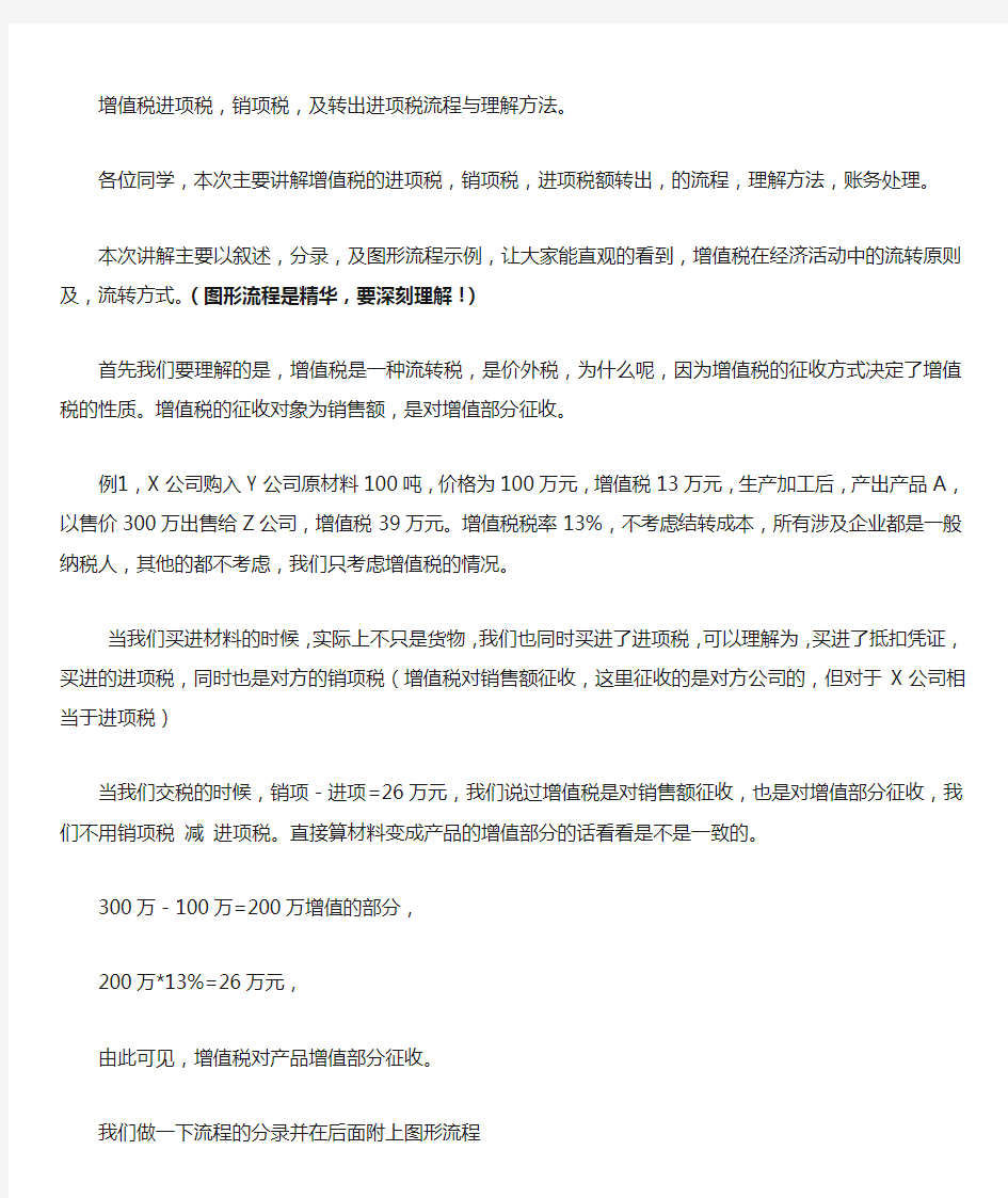 增值税进项税,销项税,及转出进项税流程与理解方法