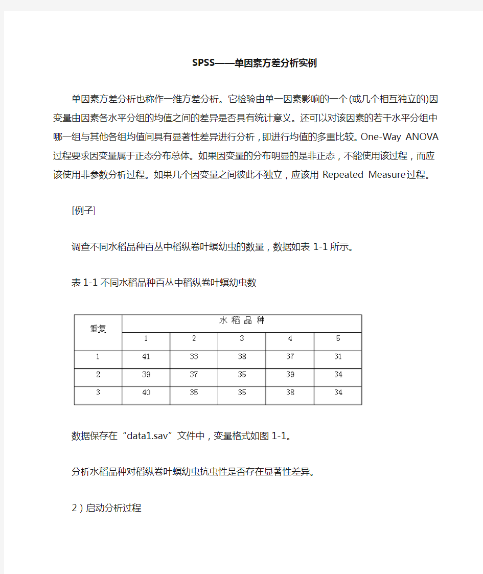 spss方差分析实例