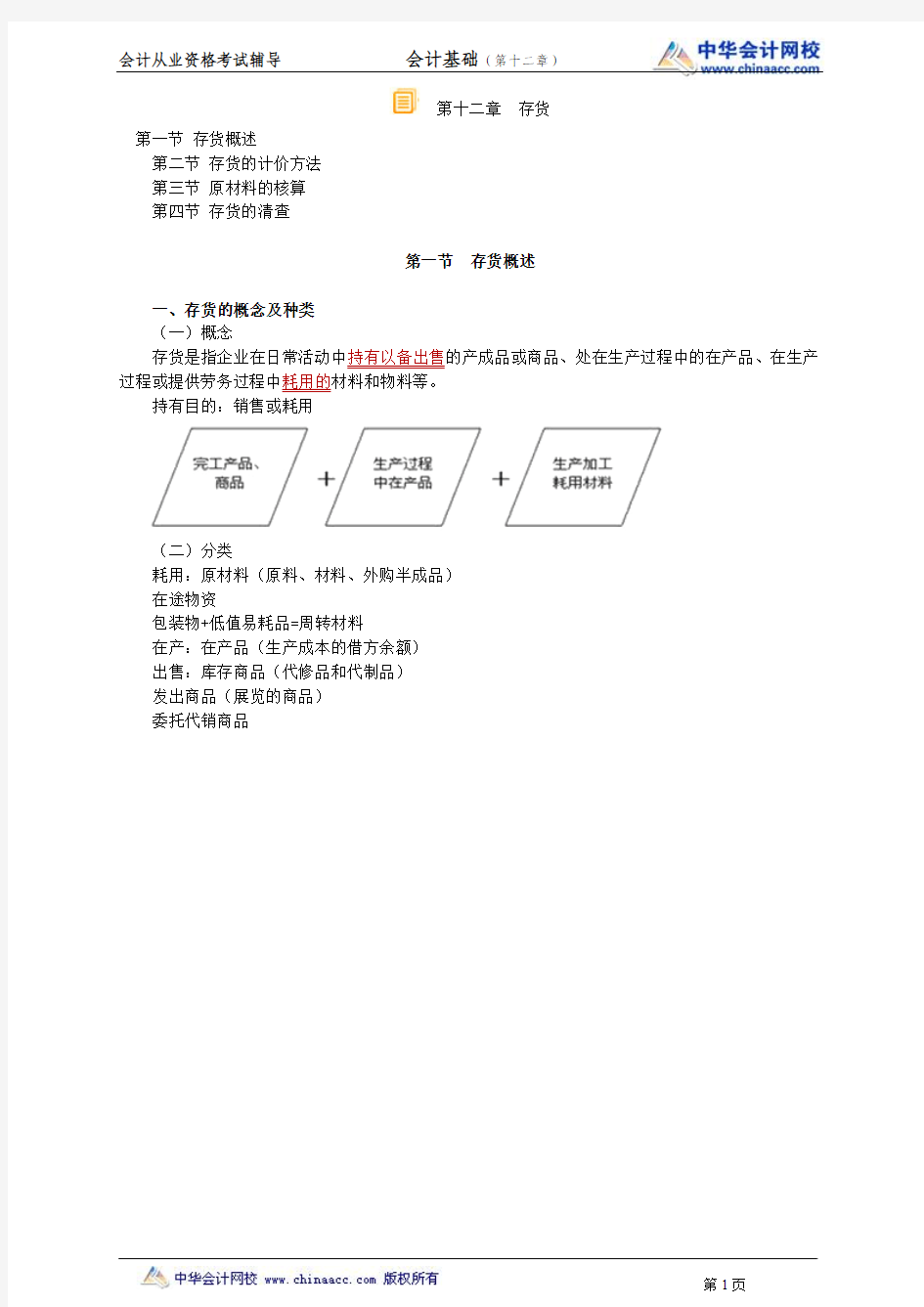 中华会计网校2014年北京会计从业资格考试《会计基础》第十二章讲义