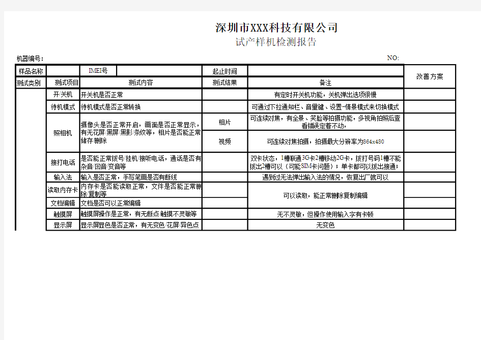 手机样机测试报告(20111216