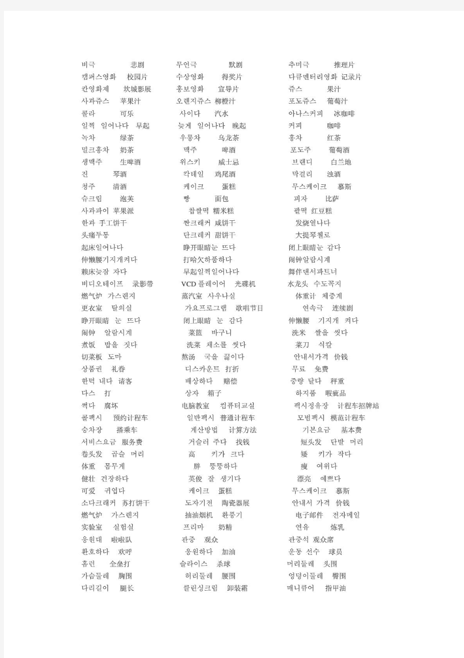 常用韩语单词5000