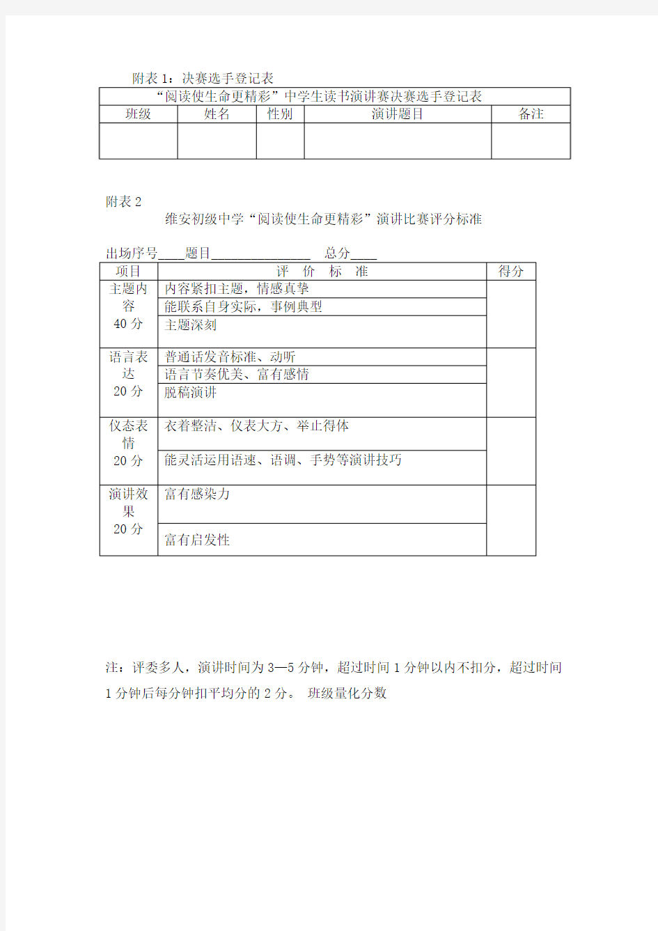 维安中学举行“阅读使生命更精彩”演讲比赛的通知