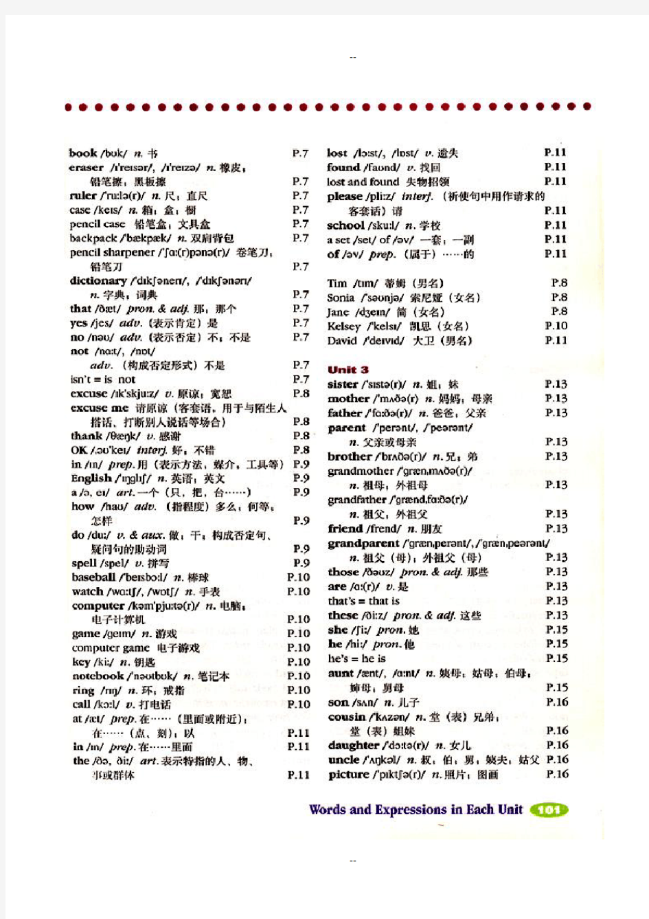 人教版初中英语单词表(按单元顺序)
