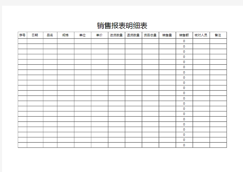 销售报表明细表