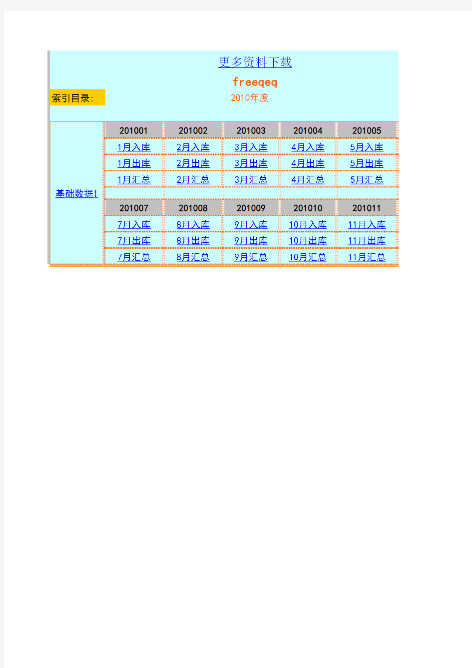 用excel做的仓库进销存