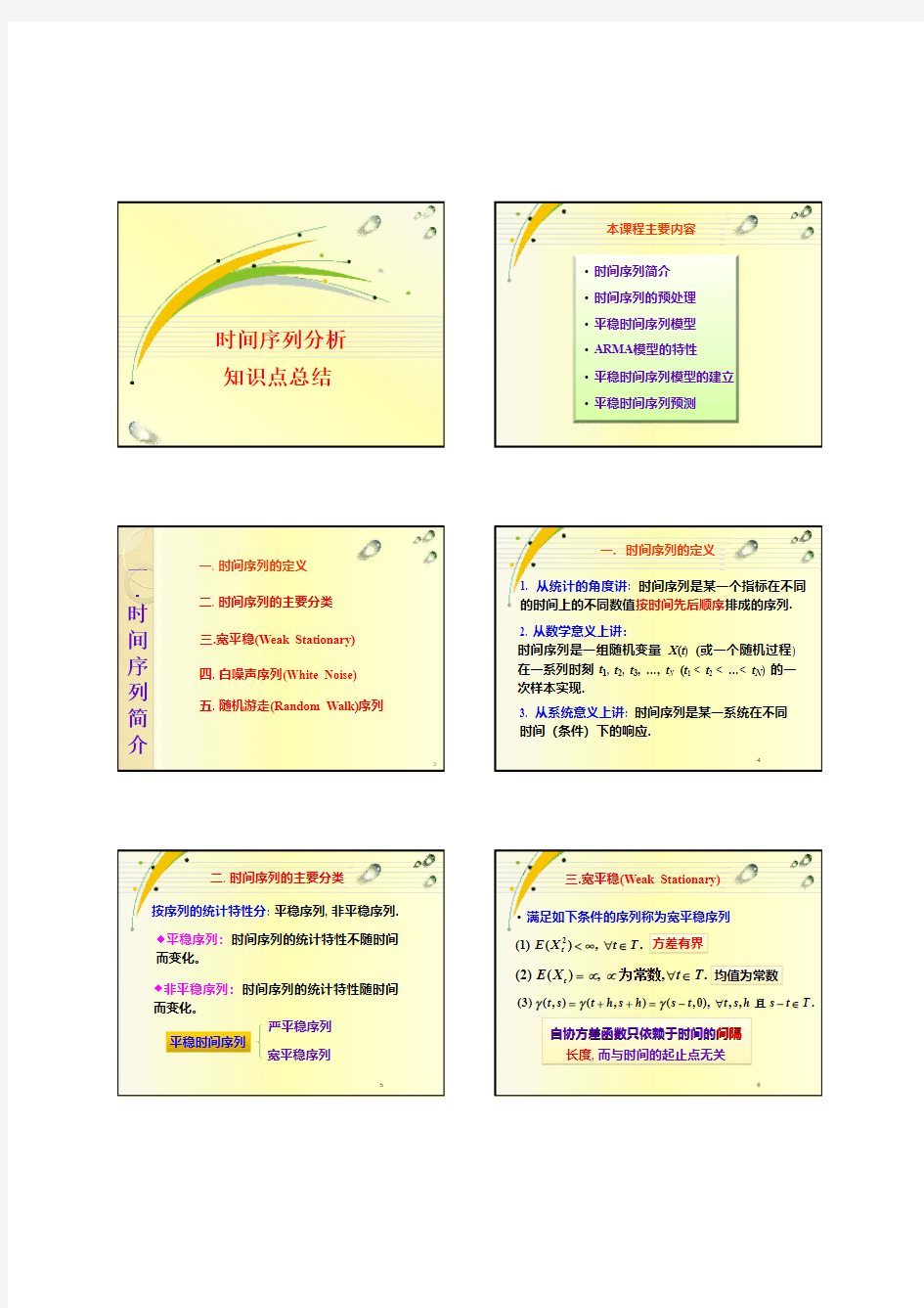 应用时间序列分析 知识点总结 