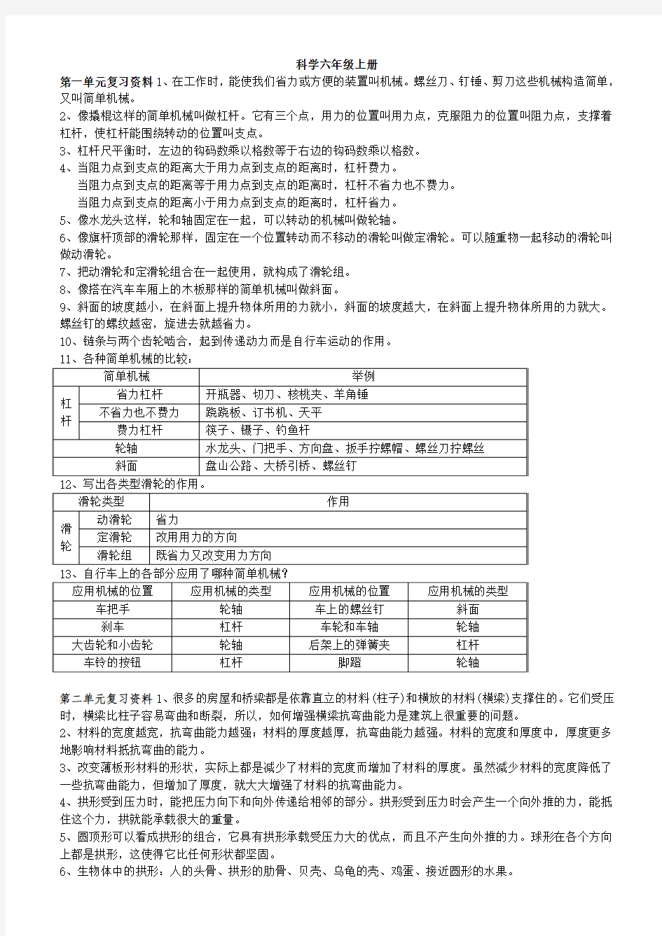 新版教科小学科学知识点(完全)