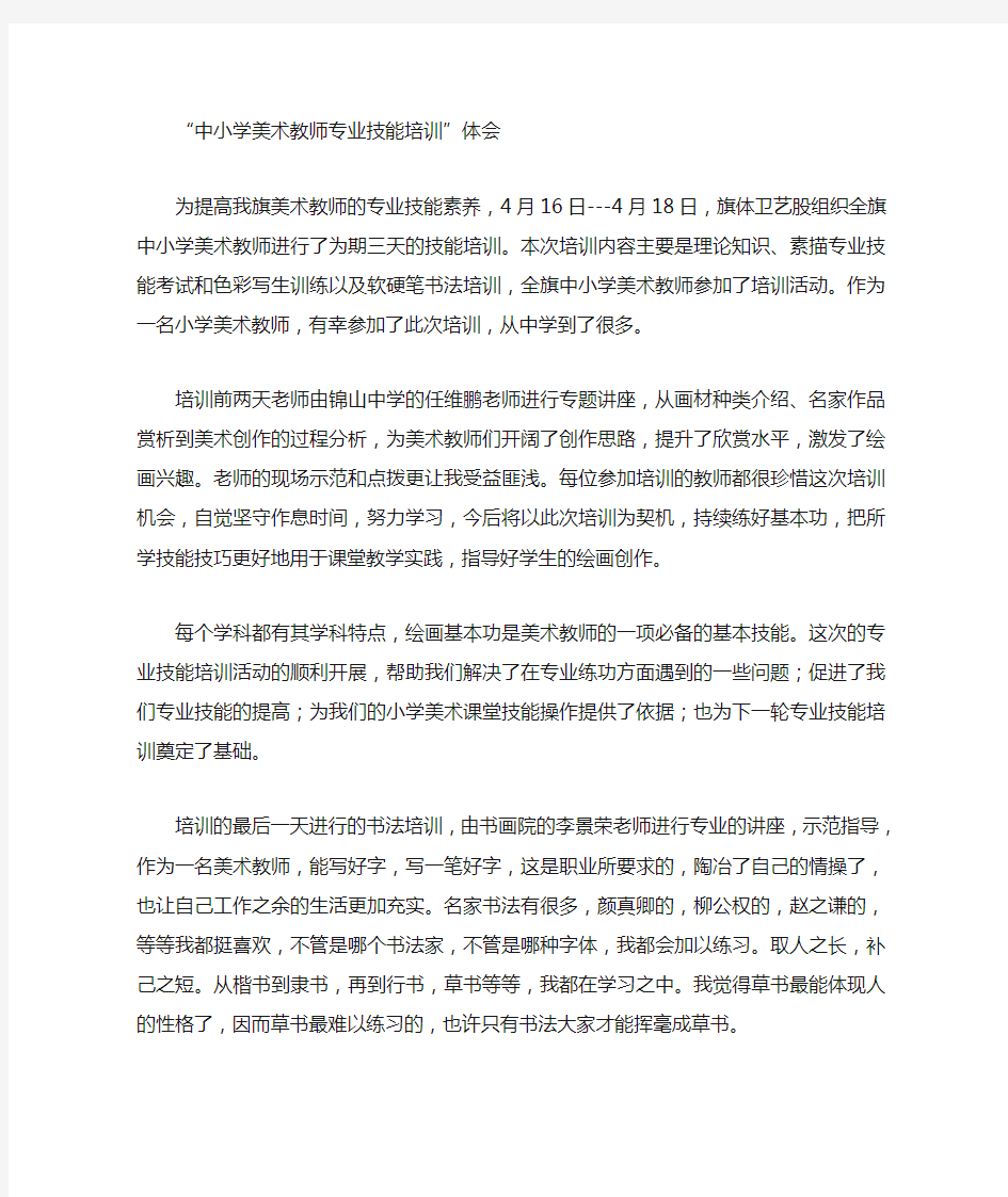 中小学美术教师专业技能培训