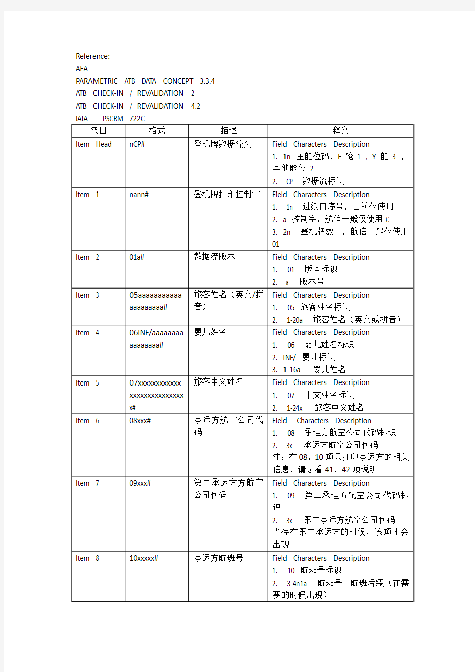 登机牌数据格式