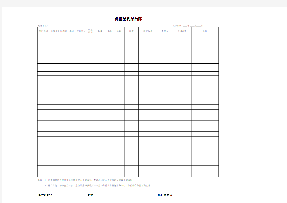 低值易耗品台账及表单管理