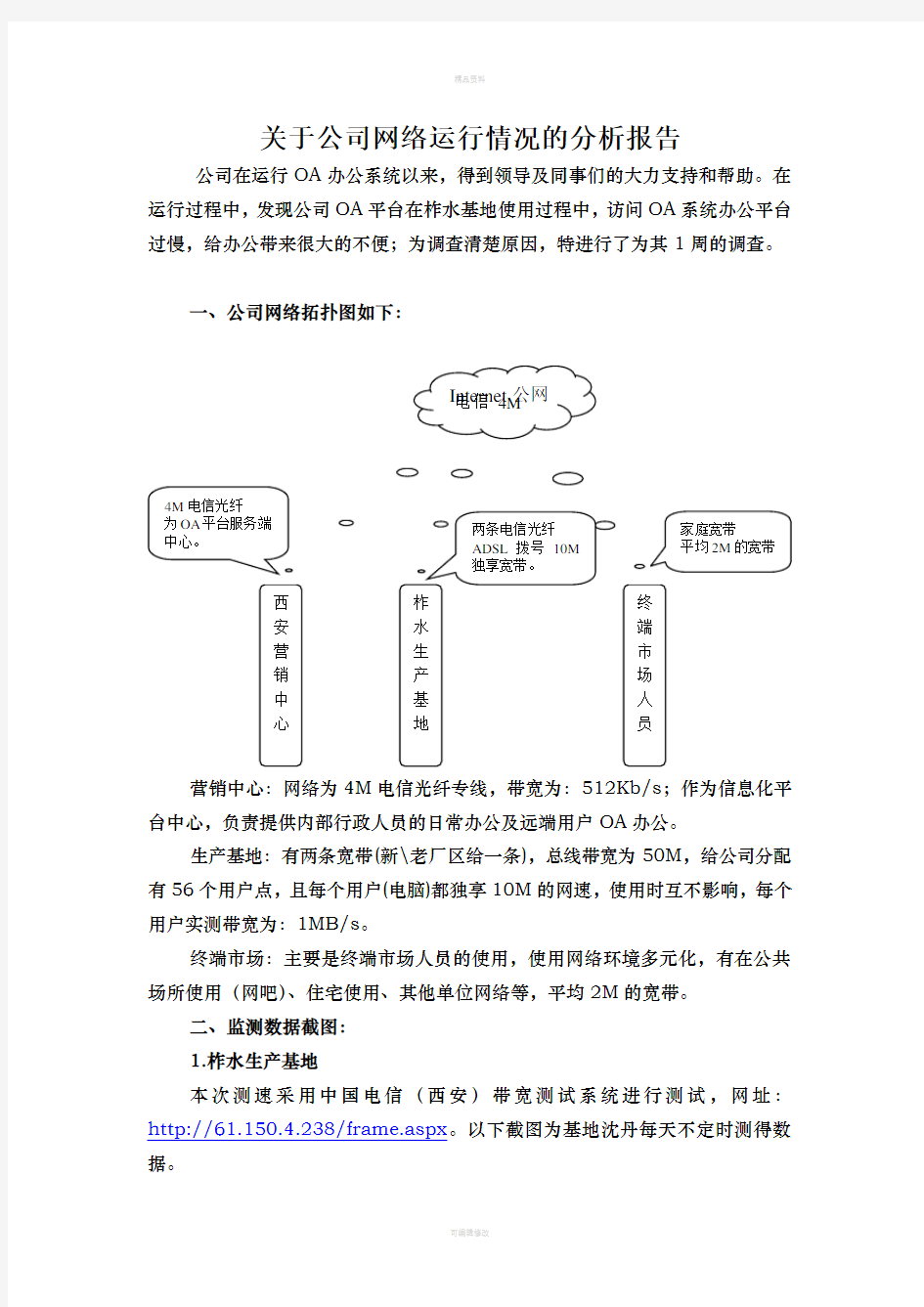 关于公司网络运行情况的分析报告